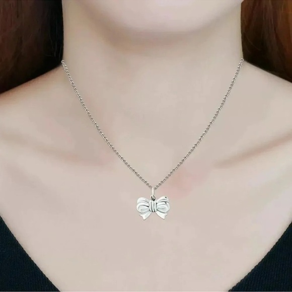 Bow 925 Sterling Silver Giani Bernini Bow 18" Necklace MADE IN ITALY - Picture 4 of 5